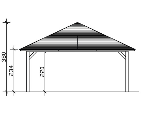Schéma technique d''un pavillon avec indications de hauteur