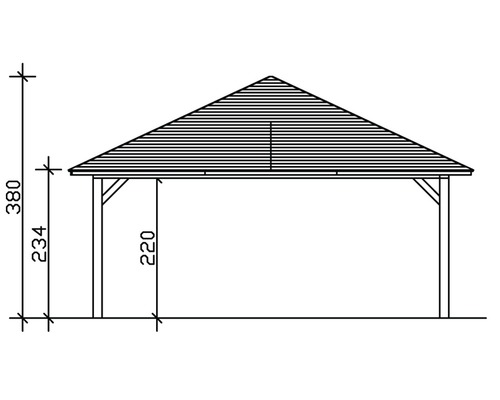 Dessin technique d''un pavillon avec indication des hauteurs
