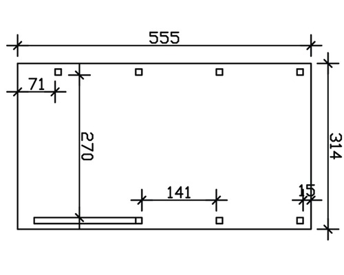 Technische Zeichnung mit Massangaben