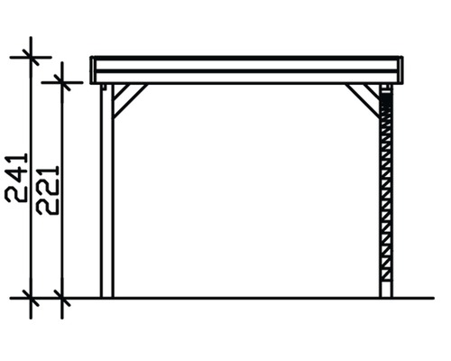Abmessungsskizze eines Holzcarports mit Höhenangaben