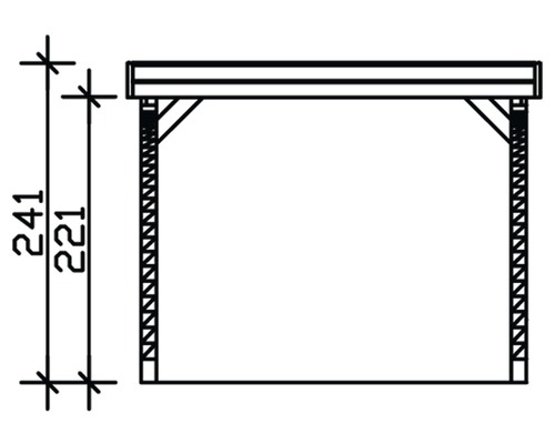 Dessin technique d''un abri de voiture en bois avec indications de hauteur