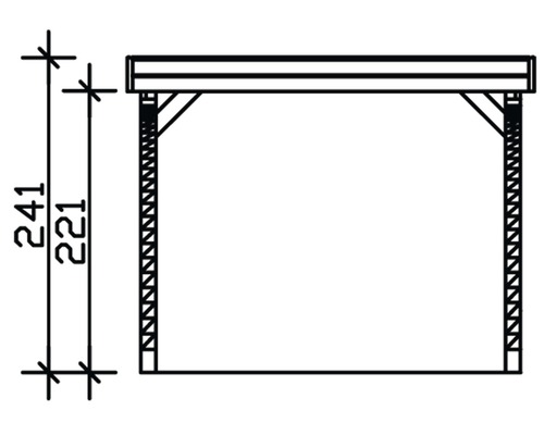 Dessin technique d''un pavillon en bois avec indication de la hauteur