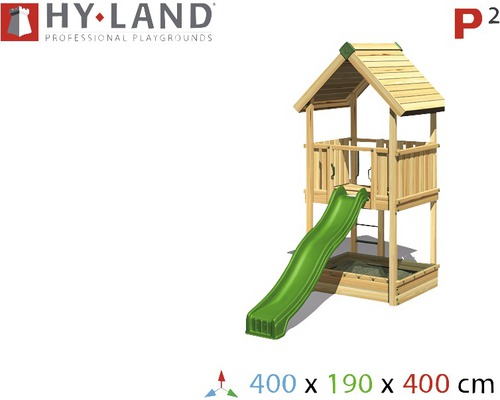 Tour de jeux avec toboggan et bac à sable
