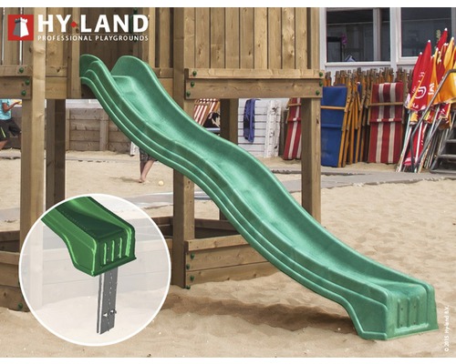 Toboggan pour enfants en plastique vert pour aire de jeux