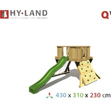 Tour de jeux Hyland Projekt Q1 bois avec mur d'escalade, toboggan vert-thumb-3