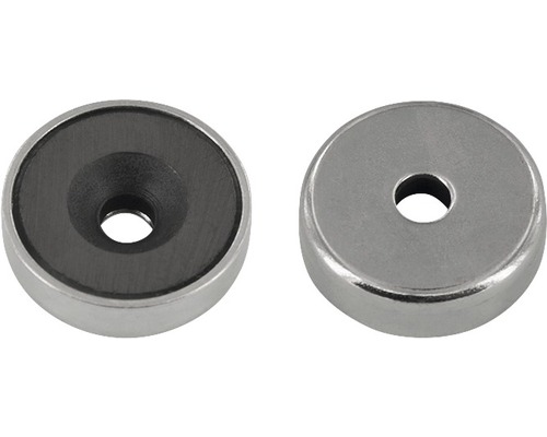 Deux aimants ronds plats avec alésage