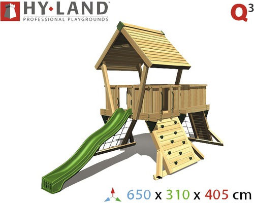 Tour de jeux avec toboggan, mur d''escalade et toit pour l''extérieur