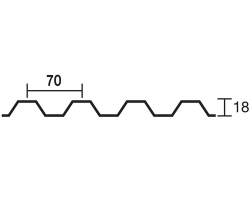 Profilblech Querschnitt mit Massangaben 70 und 18 Millimeter