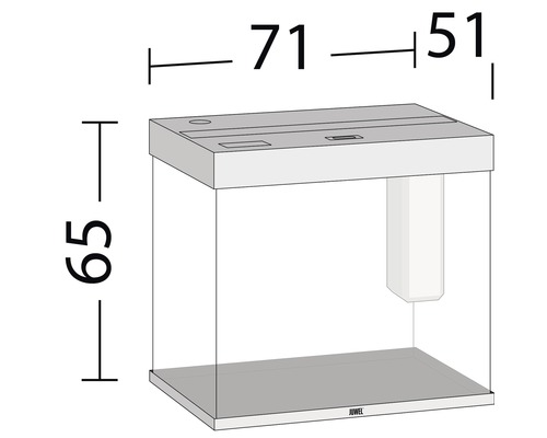 Abbildung eines Aquariums mit Maßangaben