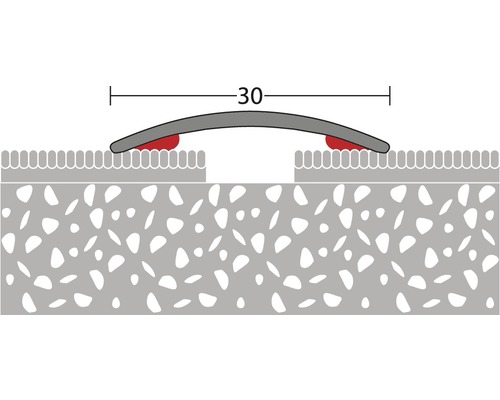 Illustration einer 30 Millimeter breiten Übergangsschiene für Bodenbeläge