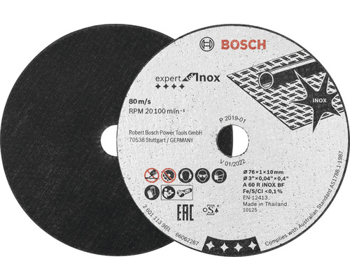 Disque à tronçonner Bosch Expert Inox, 76 millimètres, pour la coupe du métal