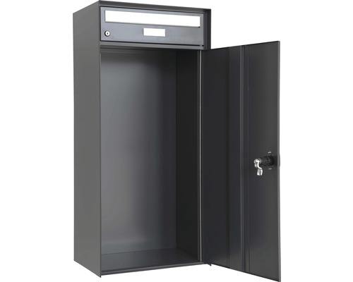 Boîte aux lettres ouverte avec compartiment à journaux en métal