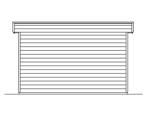 Illustration d''une remise avec façade en bois horizontale.