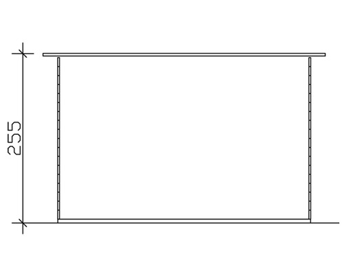 Dessin technique d''une étagère avec indication de dimension 255