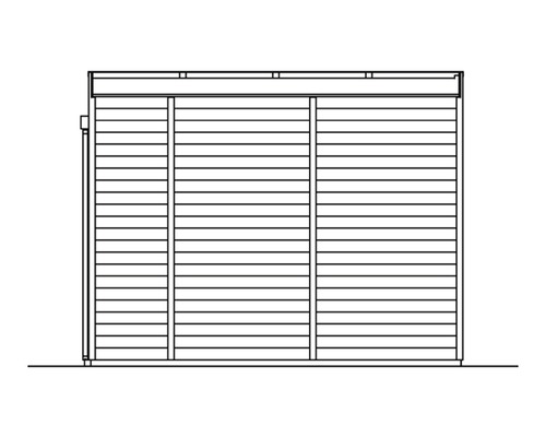 Illustration eines Gartenhauses mit horizontaler Verkleidung