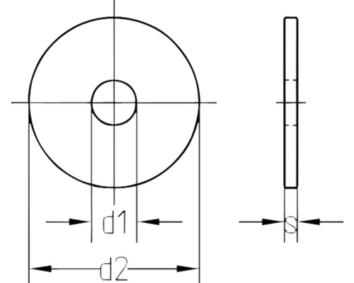 Technische Zeichnung einer Unterlegscheibe mit Maßangaben.