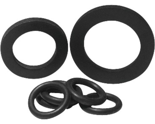 Verschiedene Unterlegscheiben und Dichtungsringe aus Gummi