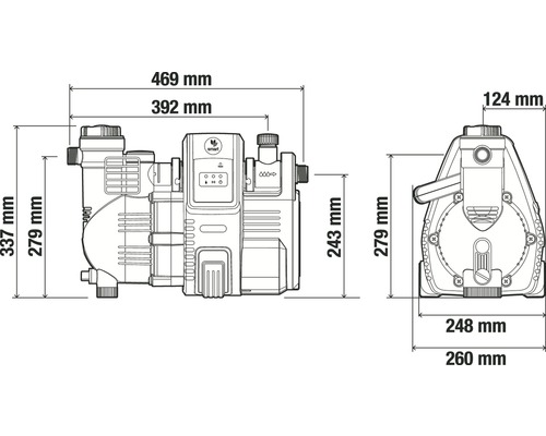 Massskizze der Gartenpumpe