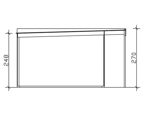 Zeichnung eines Gerätehauses mit Maßangaben 248 cm und 270 cm