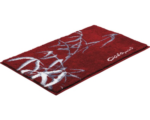 Tapis de bain rouge avec motif en bambou