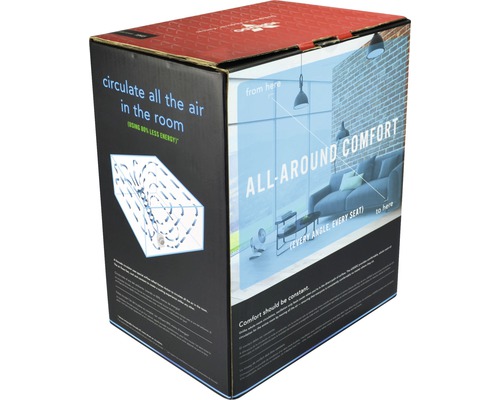 Verpackung eines Produkts, das die gesamte Raumluft umwälzt