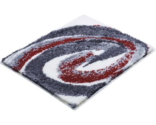 Tapis de contour de WC tapis de bain Grund COLANI 42 50 x 60 cm gris rouge Tapis avec motif tourbillonnant abstrait