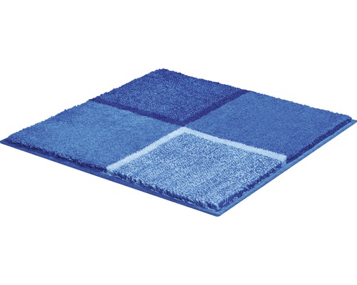Tapis de bain bleu à motif carré