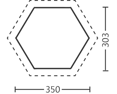 Dessin technique d''un hexagone avec des mesures
