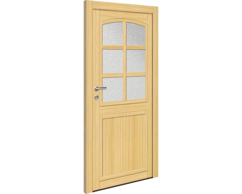 Porte en bois avec insert en verre et poignée de porte