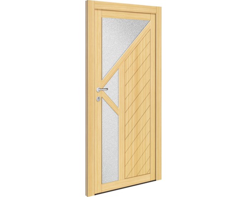 Holztür mit Glaseinsatz und diagonalem Design