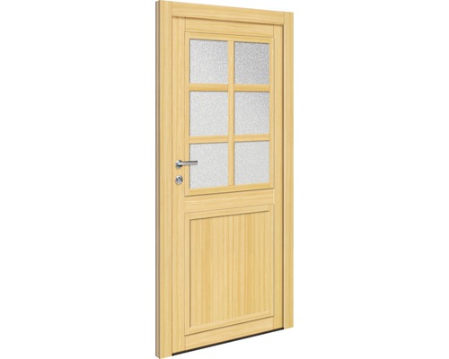 Porte en bois avec insert en verre et poignée de porte