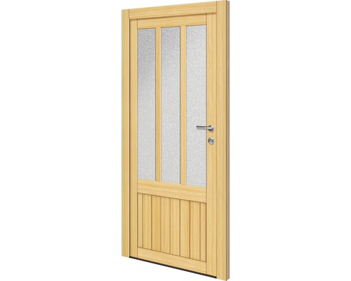 Holztür mit Glaseinsatz und Türgriff