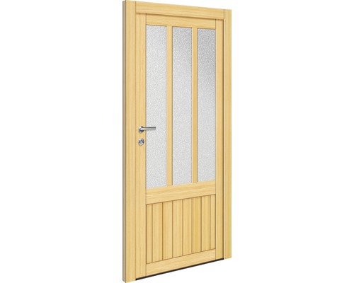 Holztür mit Glaseinsatz und Griff