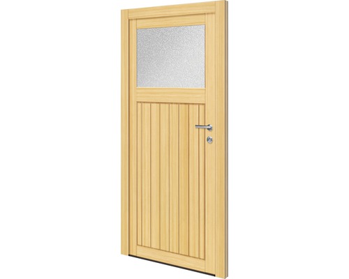 Holztür mit Glaseinsatz und Beschlägen