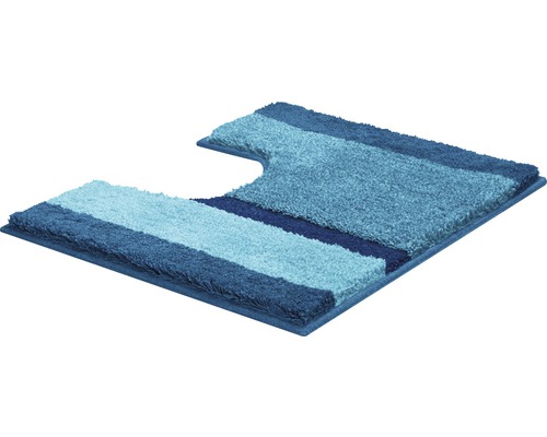 Tapis de toilette bleu à rayures