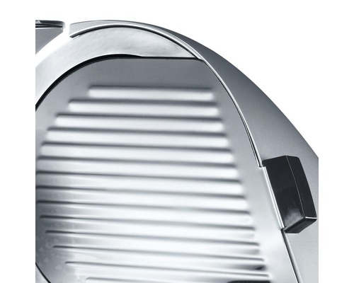 Detailansicht einer Aufschnittmaschine aus Metall