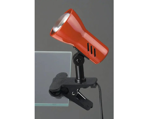 Lampe à pince rouge avec pince noire pour un éclairage flexible