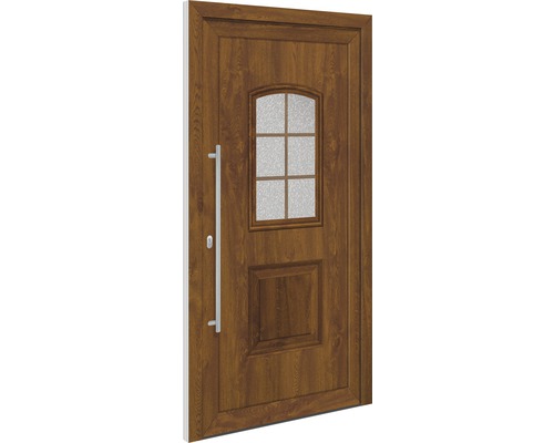 Holztür mit Glaseinsatz und Griff