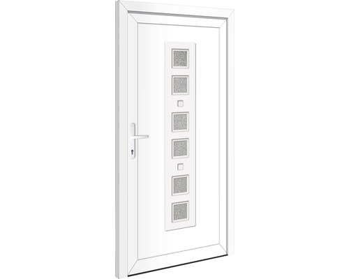 Weisse Haustür mit Glaseinsätzen