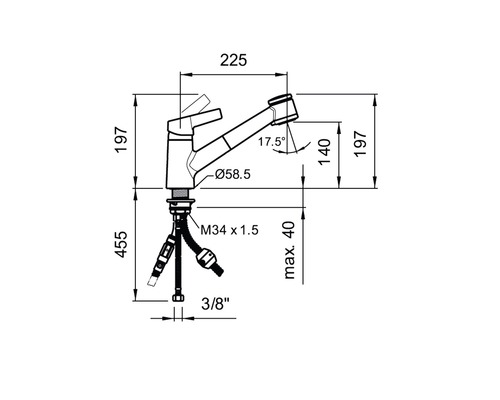 Schéma technique d''un robinet avec dimensions