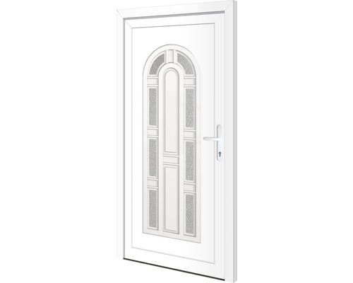 Weisse Haustür mit Glaseinsatz