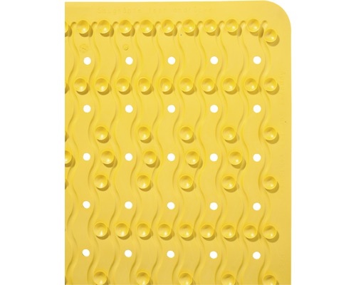 Tapis de bain jaune avec ventouses et trous