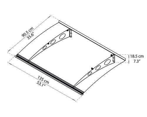Schéma technique d''un auvent de porte d''entrée avec dimensions