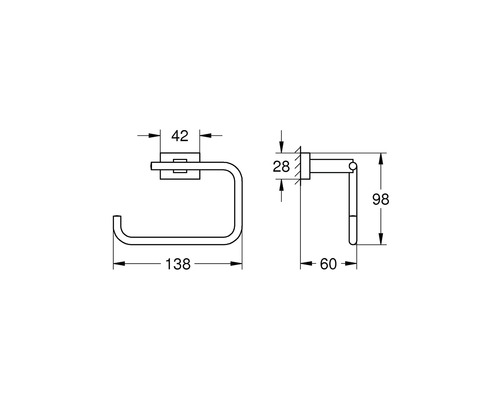 Schéma technique d''un porte-papier toilette avec dimensions