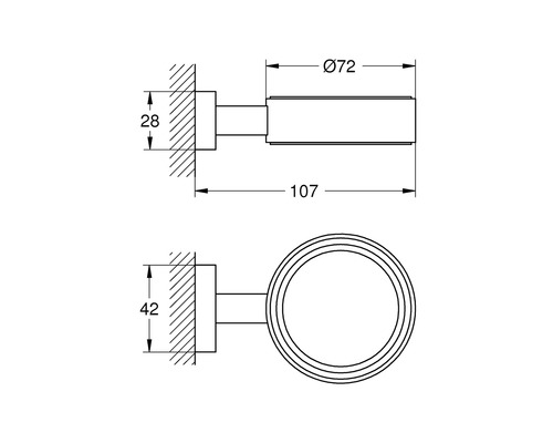 Dessin technique d''un anneau porte-serviettes avec indications de dimensions