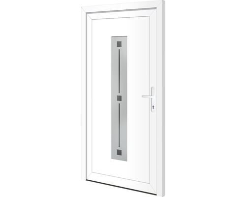 Weisse Haustür mit Glaseinsatz