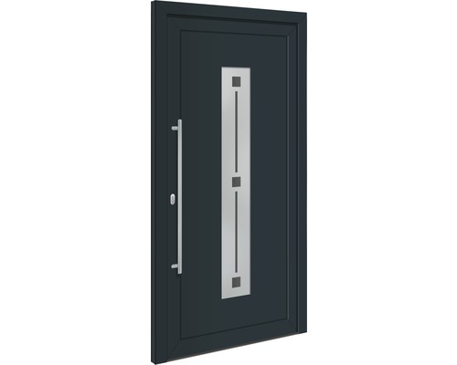Porte d''entrée avec poignée et insert en verre rectangulaire