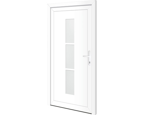 Porte d''entrée blanche avec trois inserts en verre rectangulaires