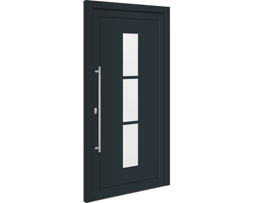 Haustür mit Glaseinsatz und Griffstange
