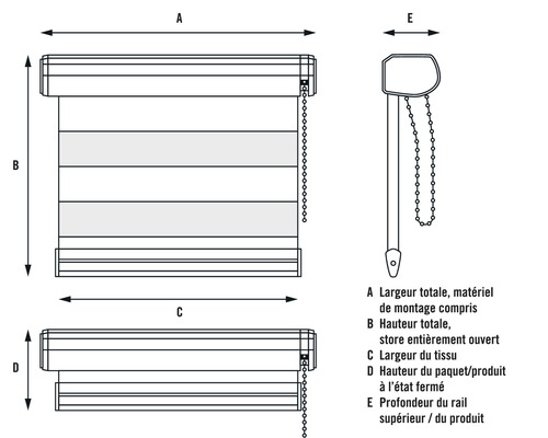 Schéma technique d''un store avec dimensions